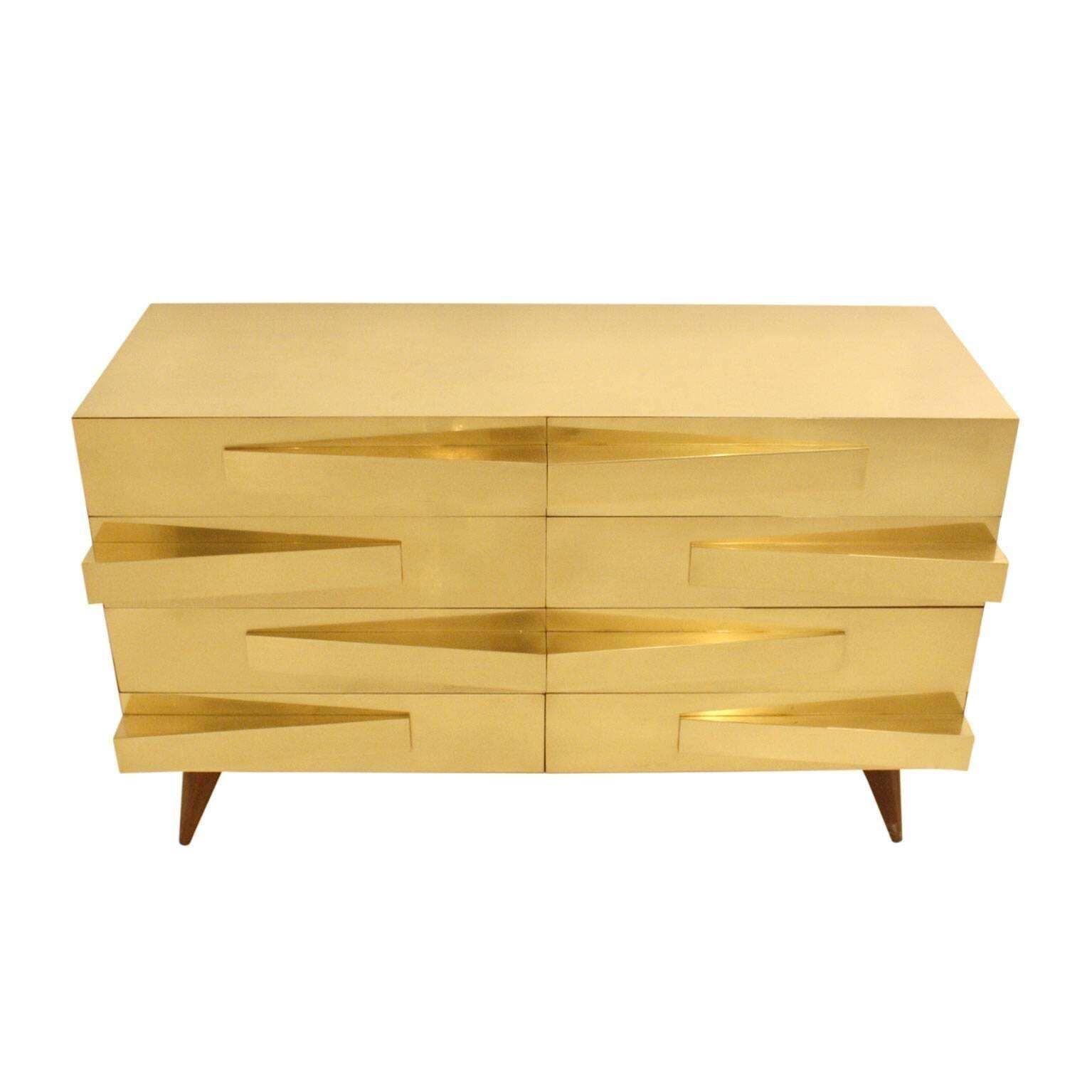 Mid Century Modern Style Wood And Brass Italian Pair Of Commodes photo furniture