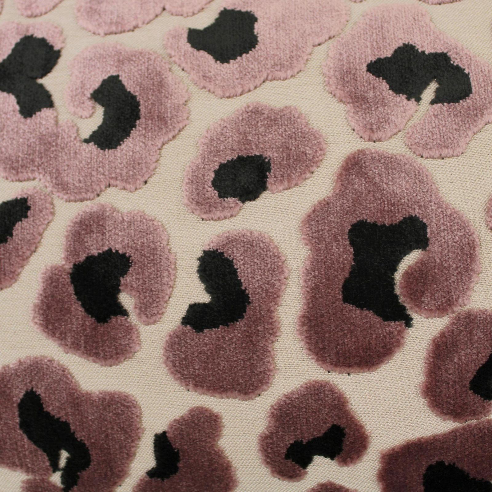 Leopard Print Velvet Cushion In Cotton With Double Tinsel Trim And Linen Back photo 123.0