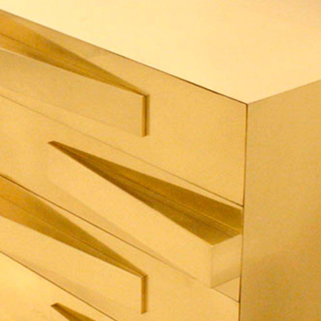 Furniture Mid Century Modern Style Wood And Brass Italian Pair Of Commodes photo