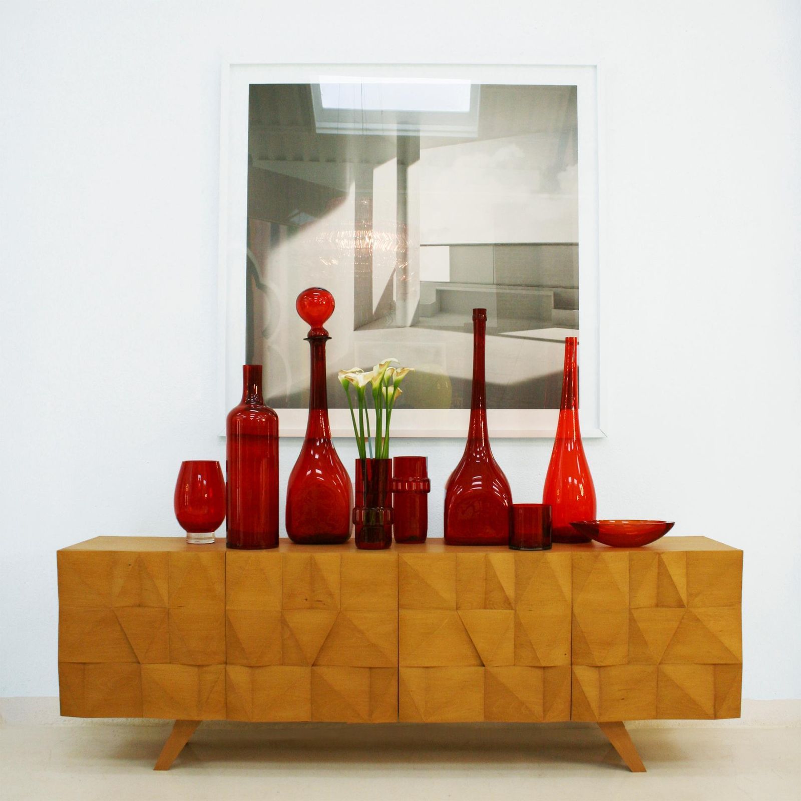 Mid Century Modern Style Solid Wood Italian Sideboard Designed By L.A. Studio photo vintage