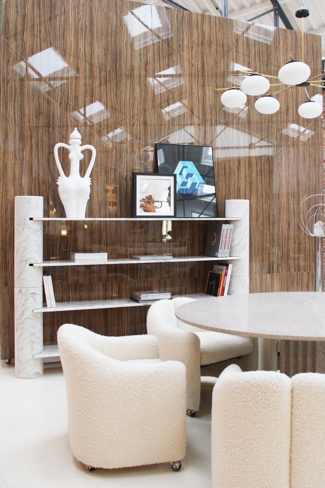 Mid Century Modern Loico Bookcase By Angelo Mangiarotti In White Carrara Marble photo furniture