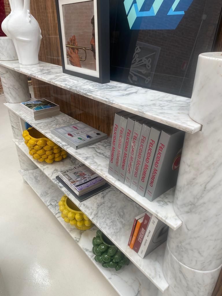 Mid Century Modern Loico Bookcase By Angelo Mangiarotti In White Carrara Marble photo 15766.0