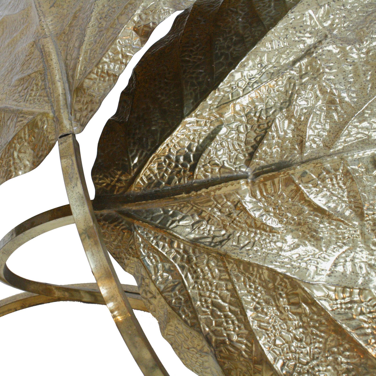 Tommaso Barbi Mid Century Modern Italian Brass Leaves Shape Table Lamp photo vinterior