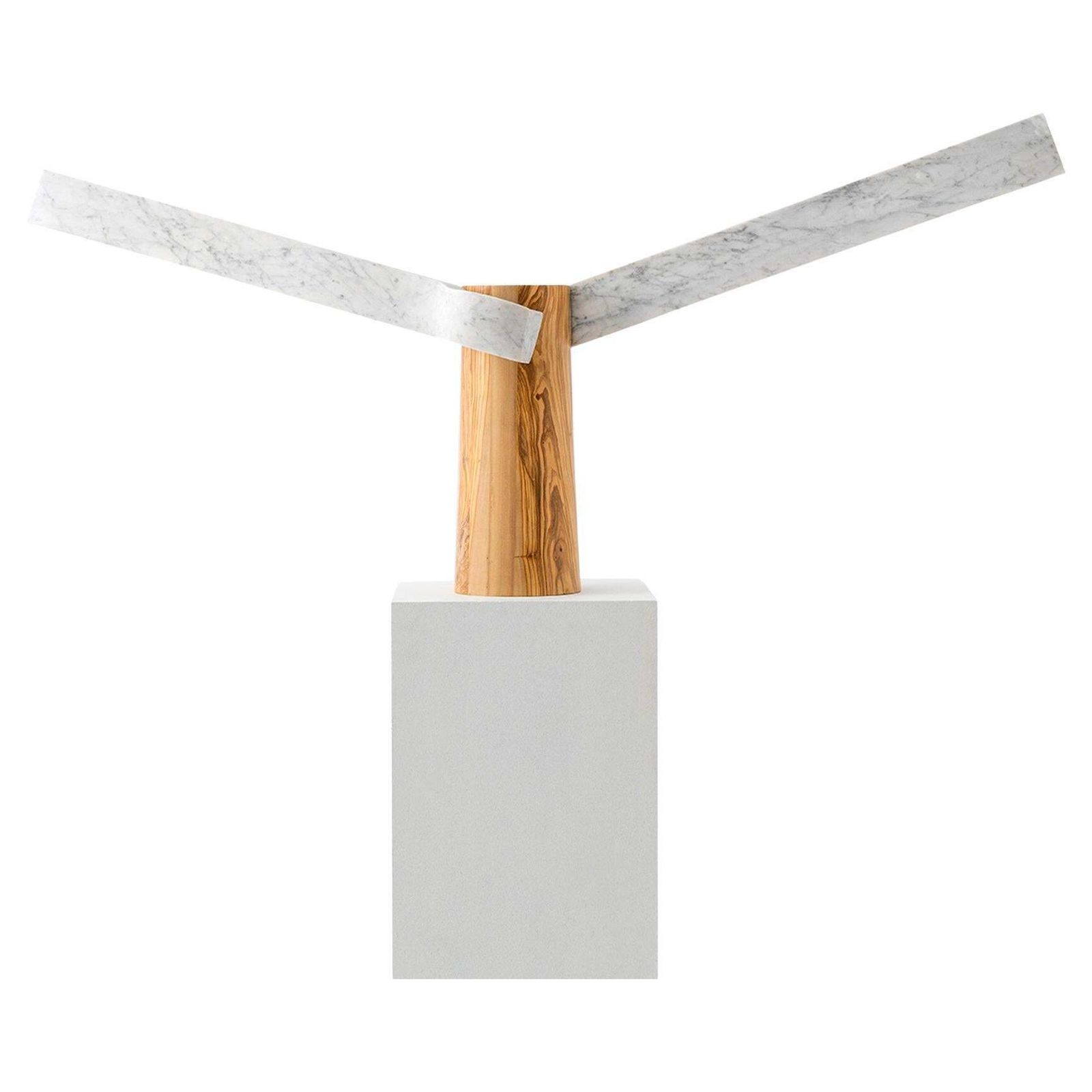 Sculptural Lamp Designed By Carlos Aucejo, Made Of Marble And Wood.