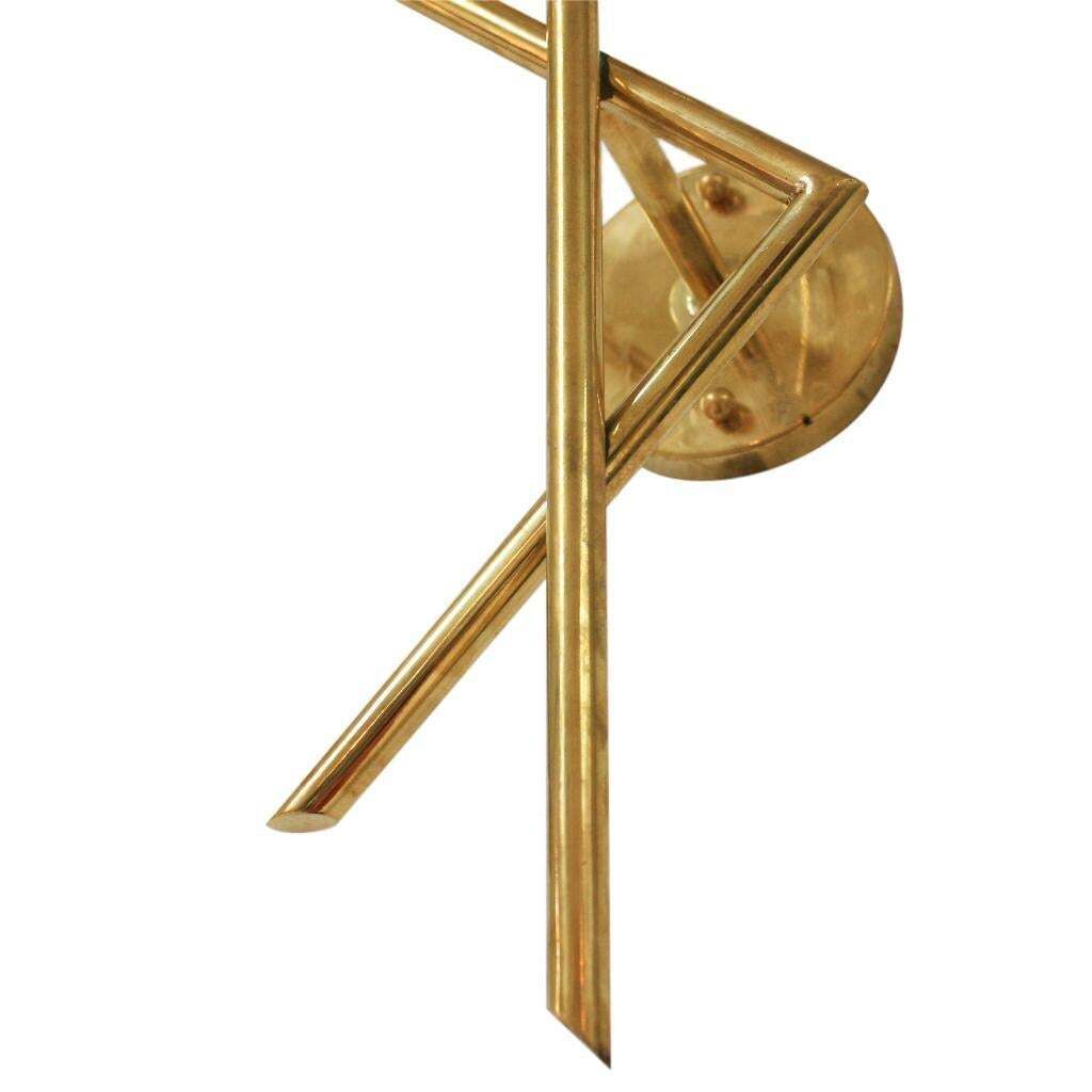 Mid Century Italian Modern Style Brass And Glass Sconces, Set Of 2 photo 1193.0