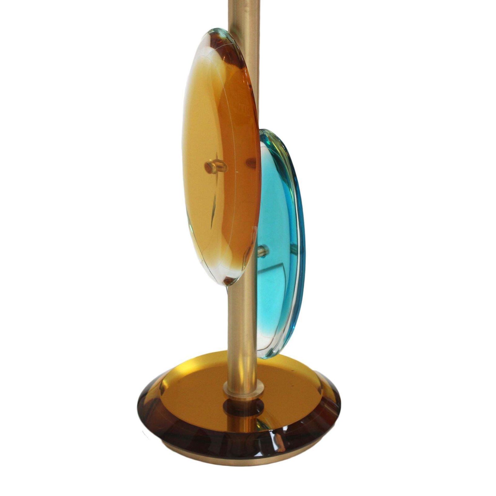 Pair Of Contemporary Murano Glass Lamps With A Brass Structure, Made In Italy photo vintage