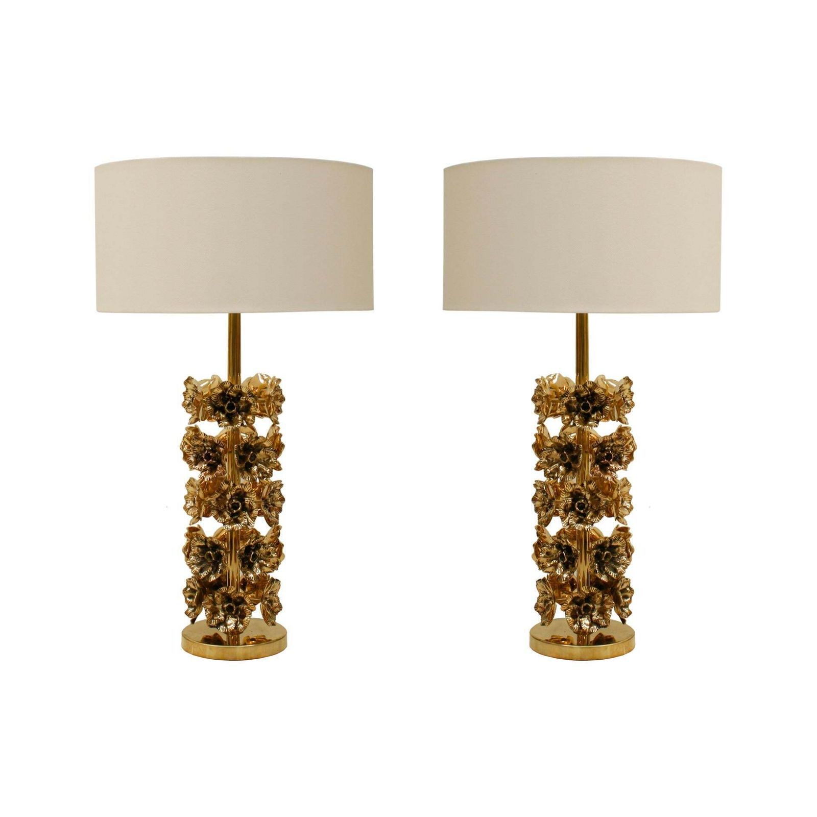 Mid Century Style Pair Of Contemporary Italian Brass Table Lamps photo furniture