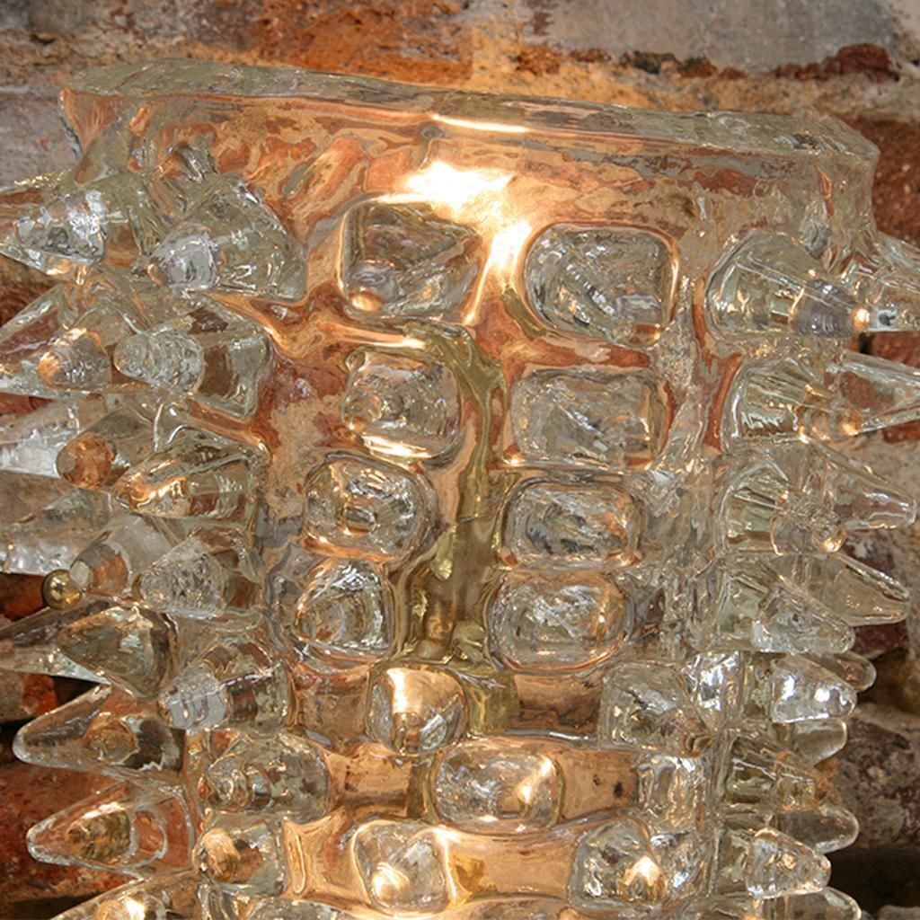 Lighting Mid Century Modern Pair Of Rostrati Murano Glass And Brass Italian Sconces photo
