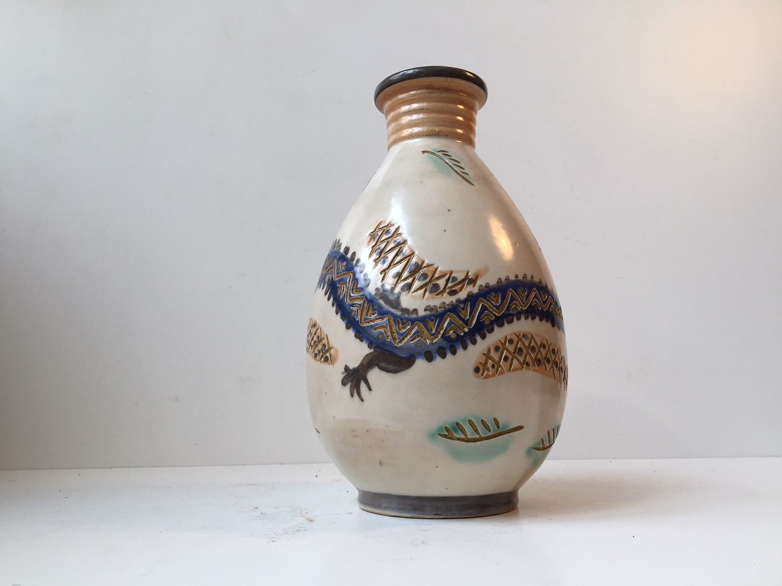 Dragon Ceramic Vase By Terra Danica, 1950s photo for sale