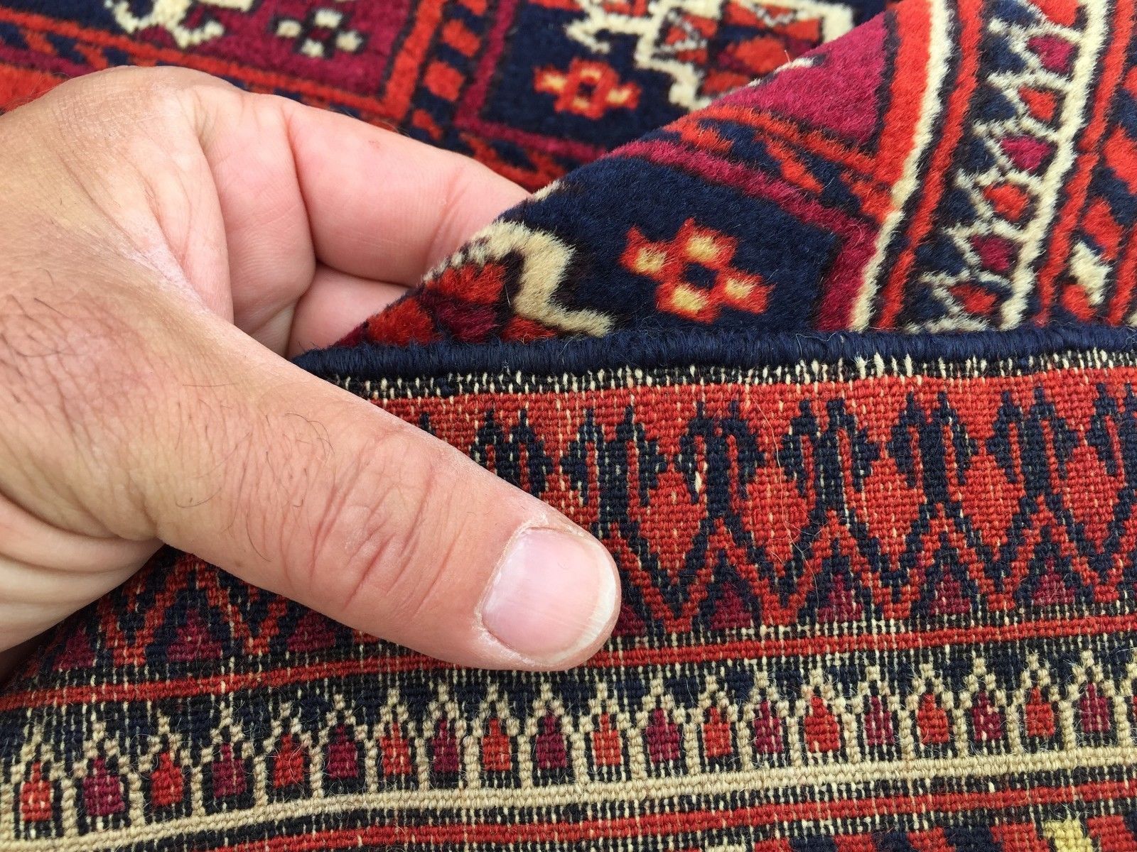 Textiles Antique Vintage Traditional Turkoman Rug 184x124cm  Oriental Hand Made, Boho photo