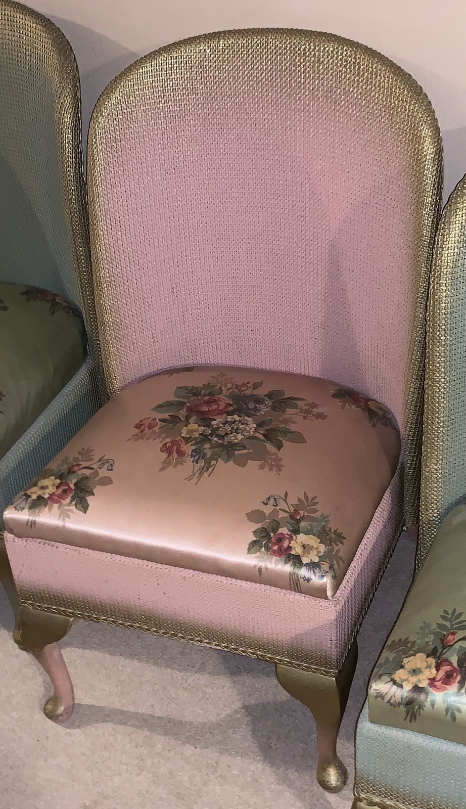 3 Vintage Mid Century Parlour Chairs With Original Upholstery And Sprung Drop In Seats photo for sale