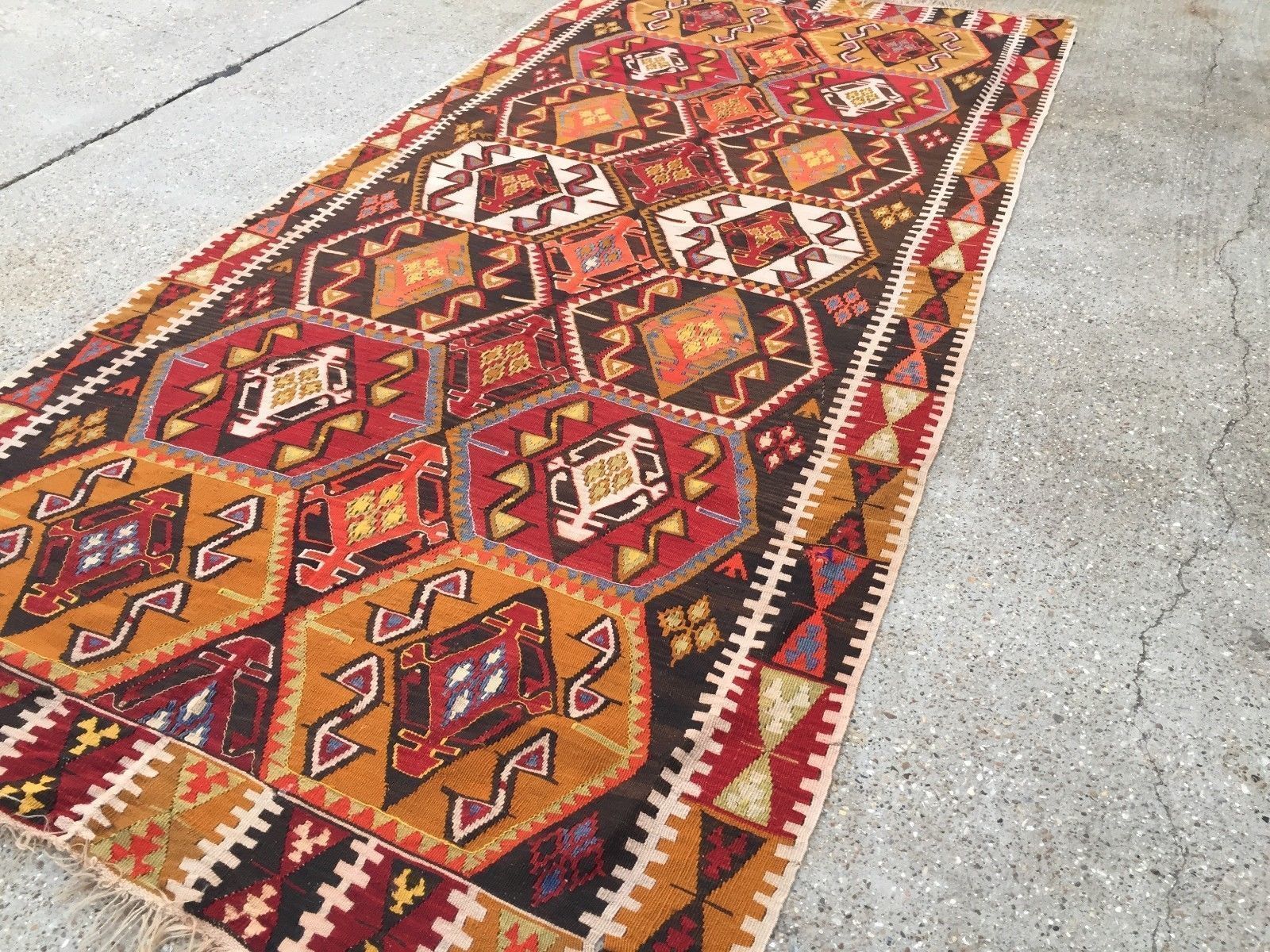 Vintage Turkish Kilim Kelim Rug  358x164cm Shabby Chic Wool, Country Home, Boho photo furniture