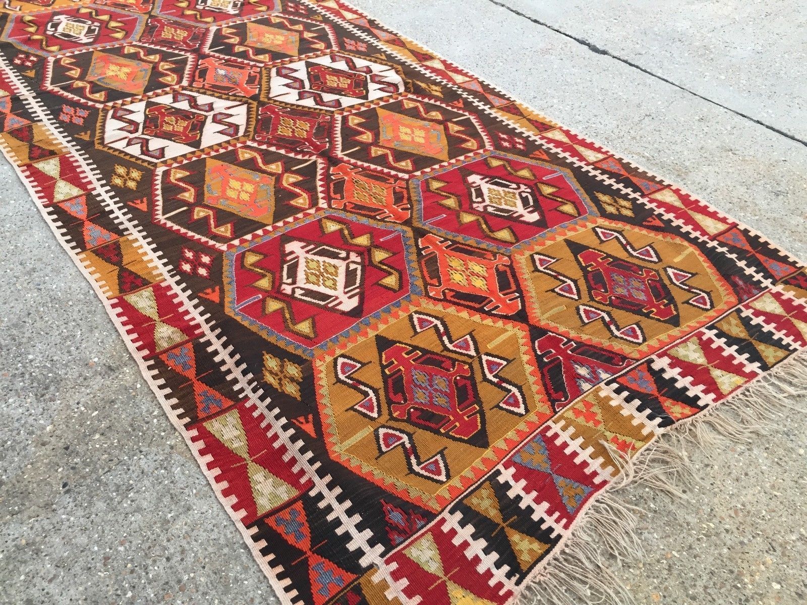Vintage Turkish Kilim Kelim Rug  358x164cm Shabby Chic Wool, Country Home, Boho photo Textiles
