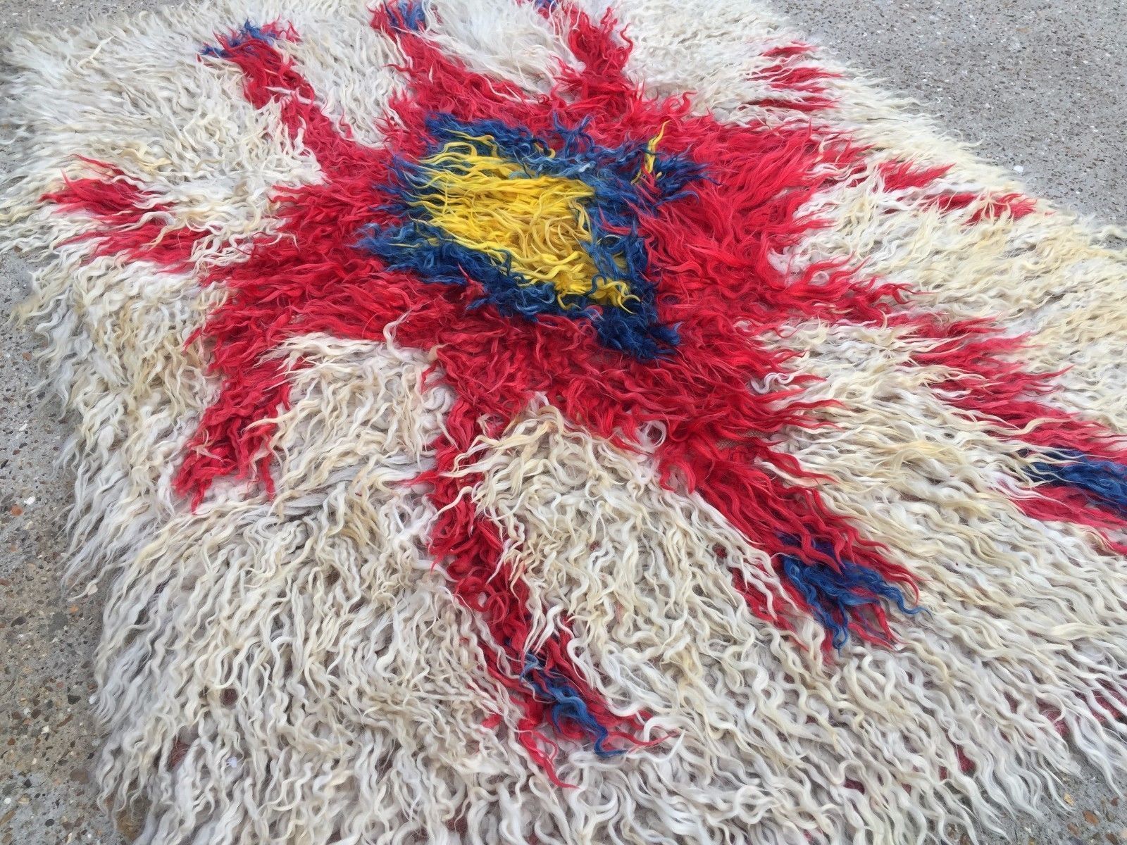 Antique Turkish Shabby Wool Rug 160x120cm Country House Chic, Shaggy, Shag Pile photo for sale
