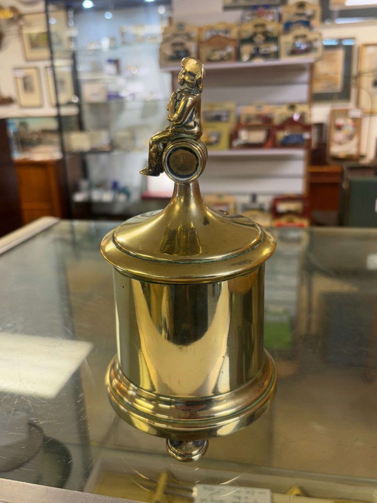 Antique Georgian Brass Tobacco/ Storage Jar With Pirate Finial Lid photo furniture