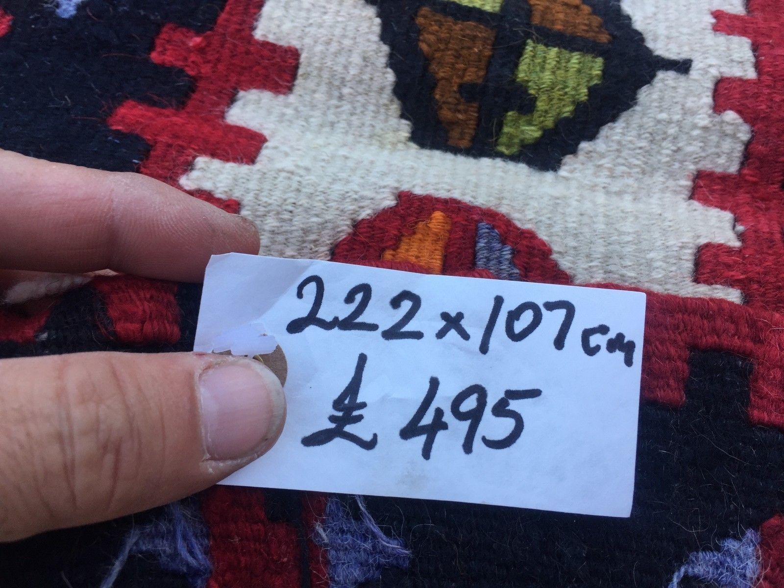 photo for sale Old Turkish Kilim Kelim Rug 222x107cm Country House Boho Vintage Rustic Antique