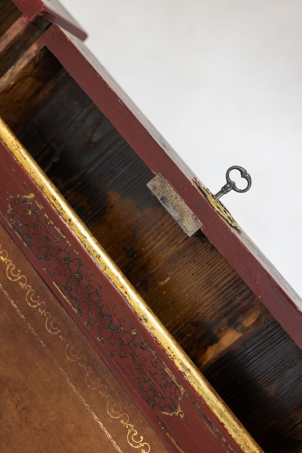 Louis XV Style Flat Desk Decorated With Lake Scenes. Circa 1800. photo vintage