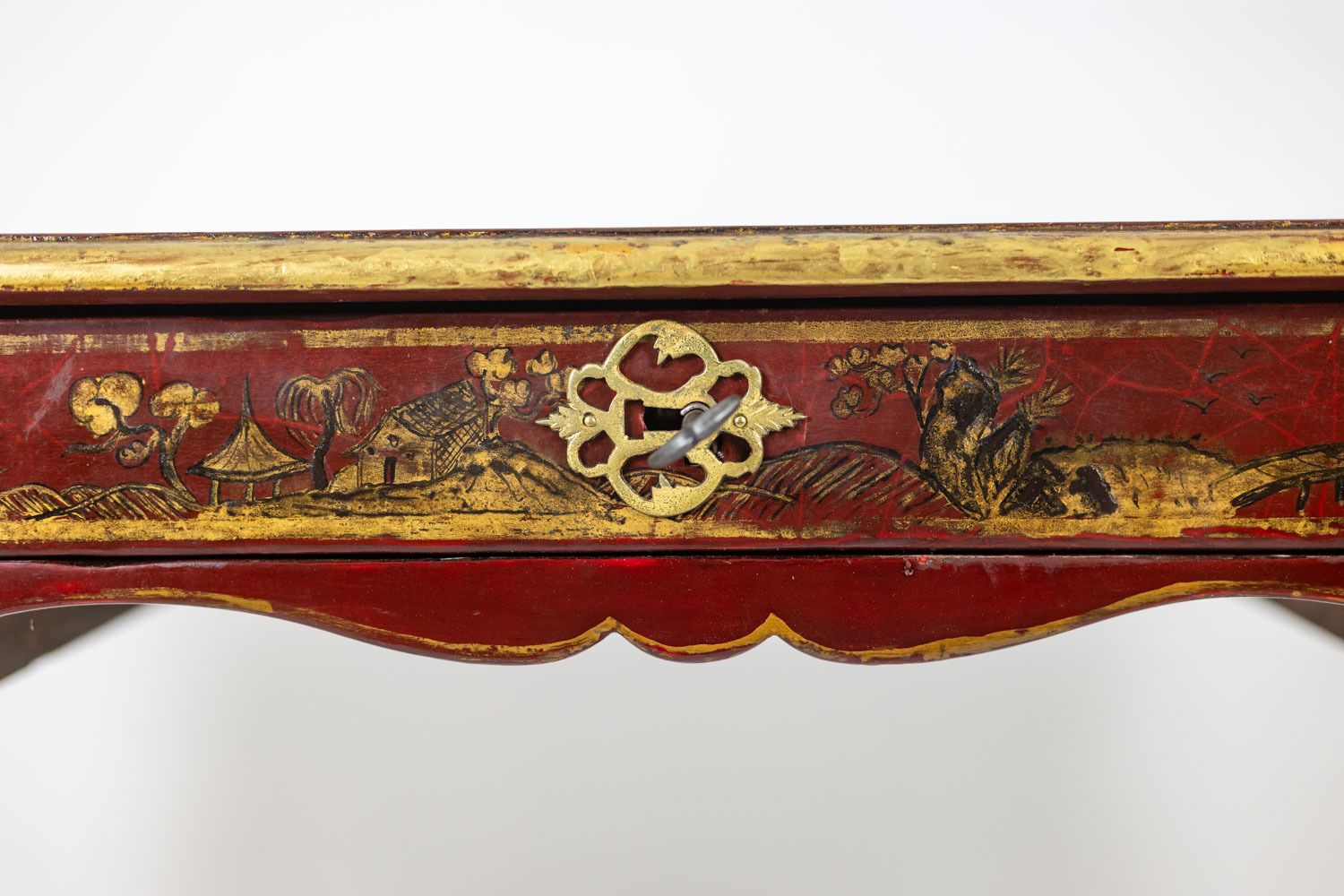photo buy Louis XV Style Flat Desk Decorated With Lake Scenes. Circa 1800.