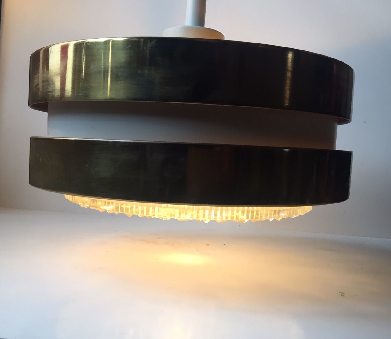 Brass & Crystal Pendant Lamp By Lisa Johansson Papé For Orno, 1960s photo Lighting