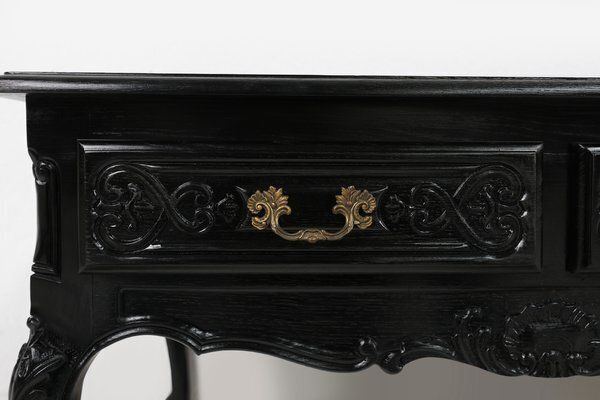 20th Century Louis XV Style Black Low Sideboard, France, 1950s photo furniture
