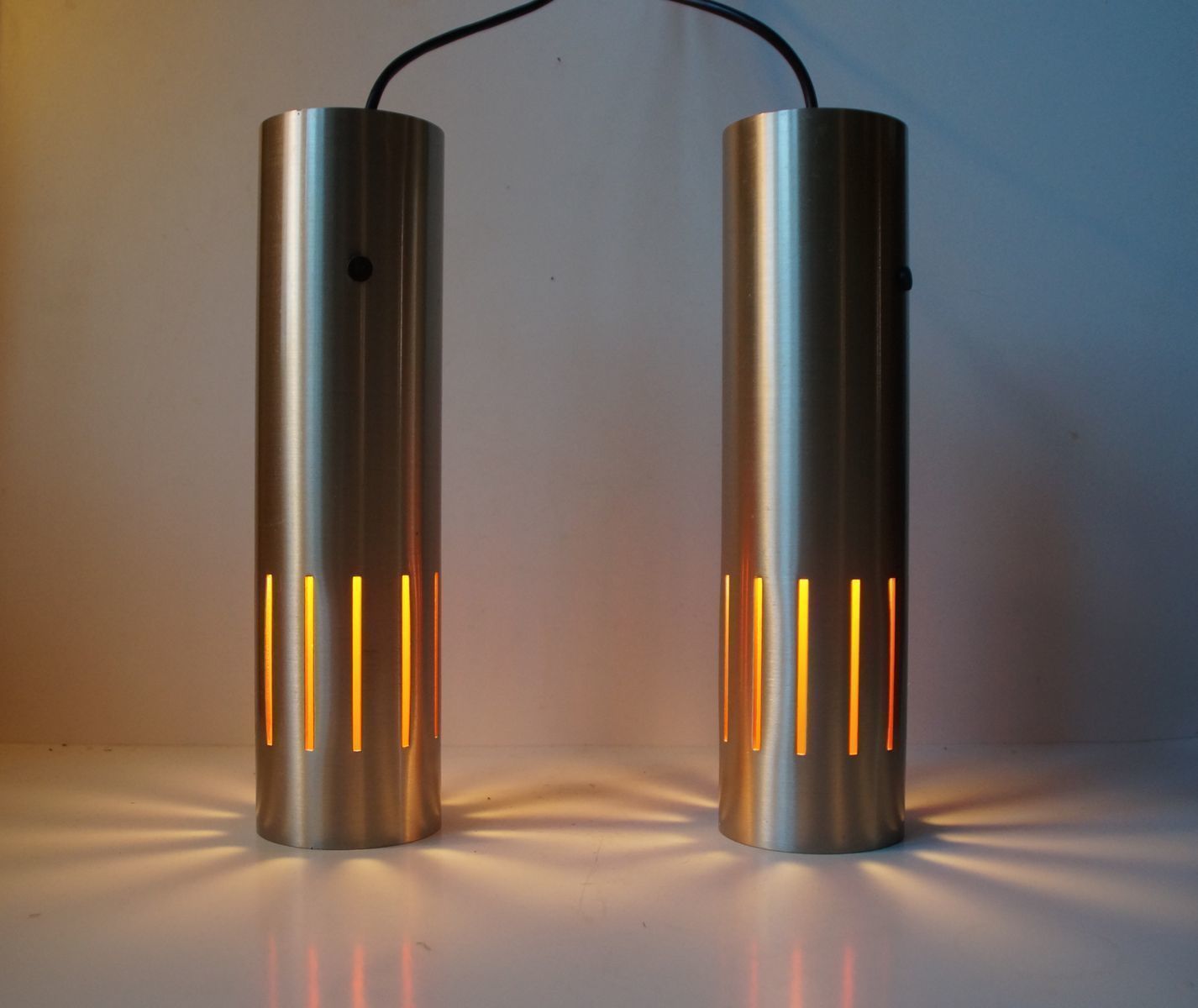 Danish Trombone Pendant Lamps By Jo Hammerborg For Fog & Morup, 1960s, Set Of 2 photo vinterior