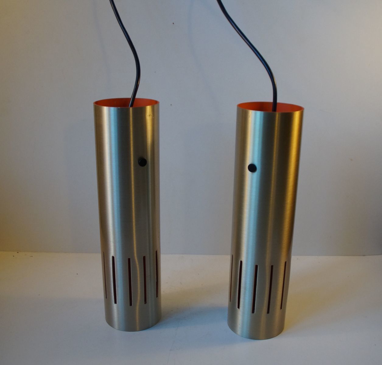 Danish Trombone Pendant Lamps By Jo Hammerborg For Fog & Morup, 1960s, Set Of 2 photo vintage