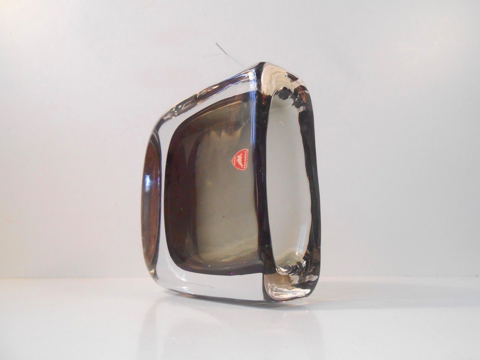 Cubic Smoke Grey Swedish Sommerso Glass Vase By Nils Landberg For Orrefors, 1950s photo for sale