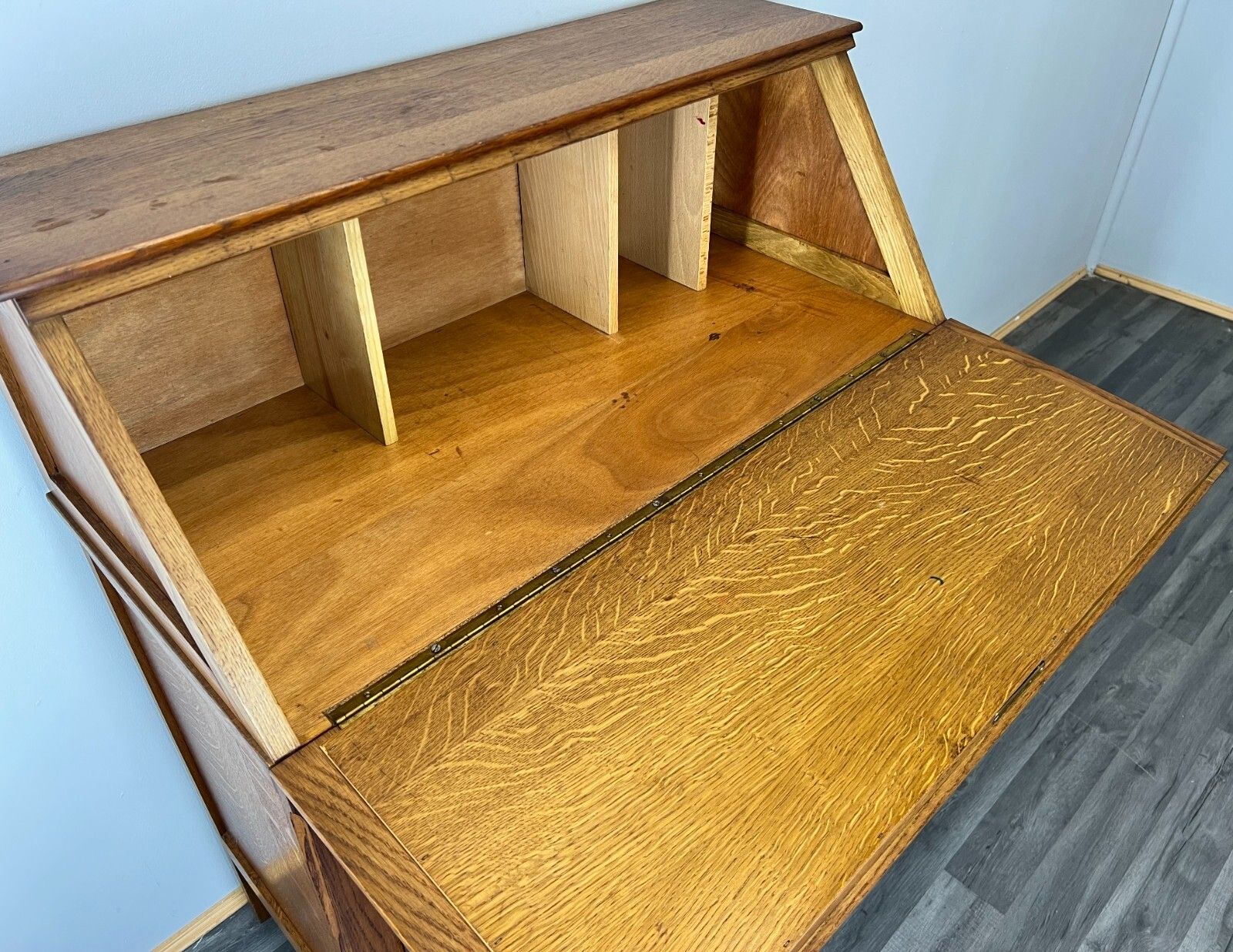 Furniture Vintage French Oak Secretary Desk – Bureau – Carved Writing Desk – Lot 3755 photo