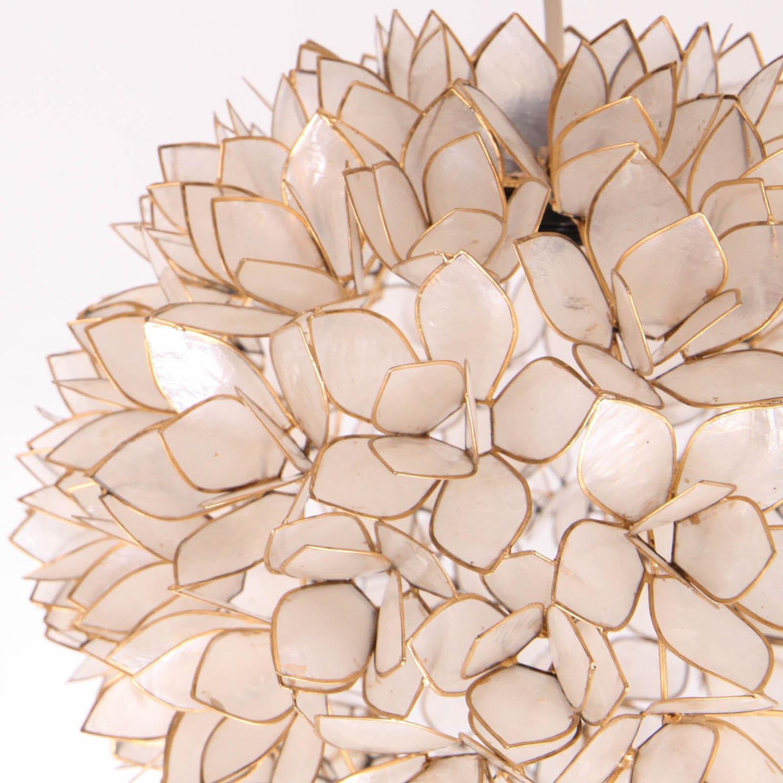 Set Of Mother Of Pearl And Gilded Metal Pendant Lights photo for sale