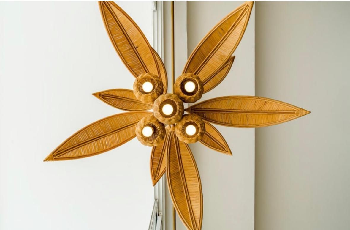 Rattan « Coconut Tree/Palm Tree » Ceiling Light photo Lighting