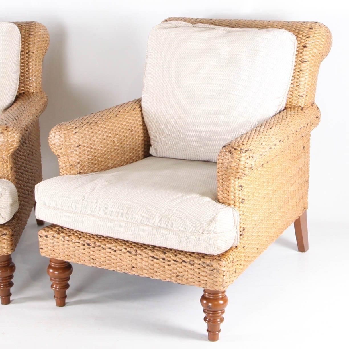 Pair Of Seagrass Bergere Chairs photo for sale