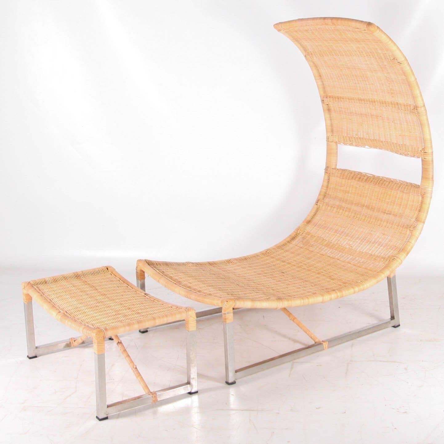 Large Rattan And Metal Chair And Ottoman photo Furniture