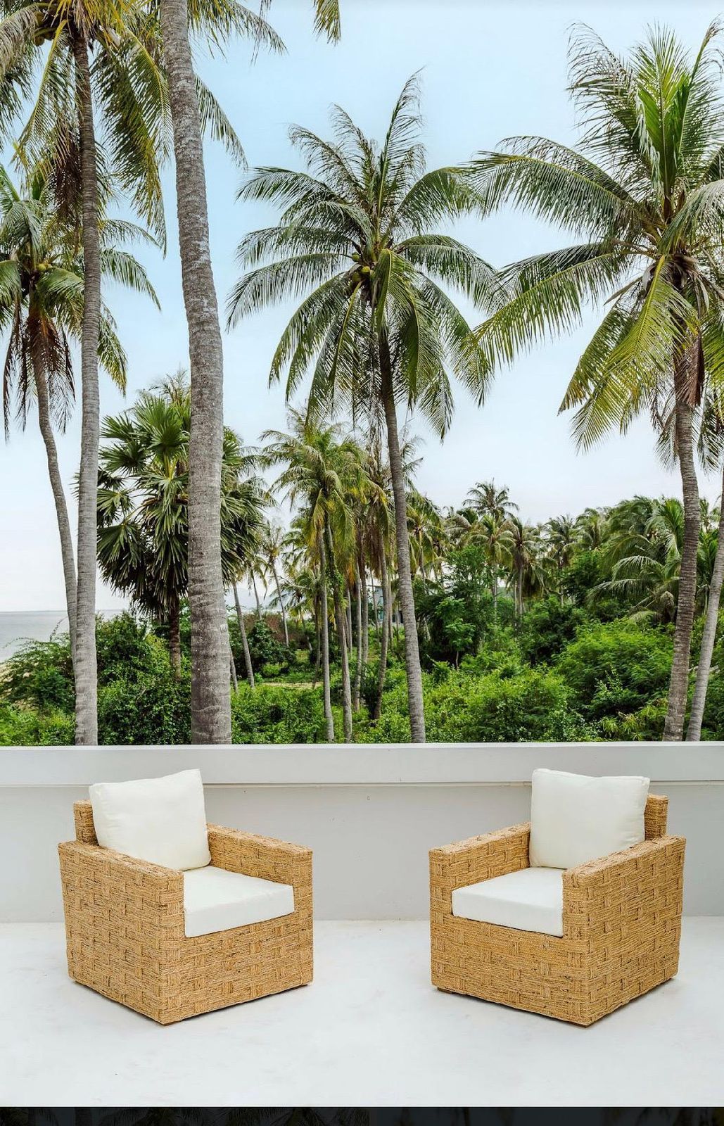 photo furniture Paire Of Braided Seagrass Armchairs