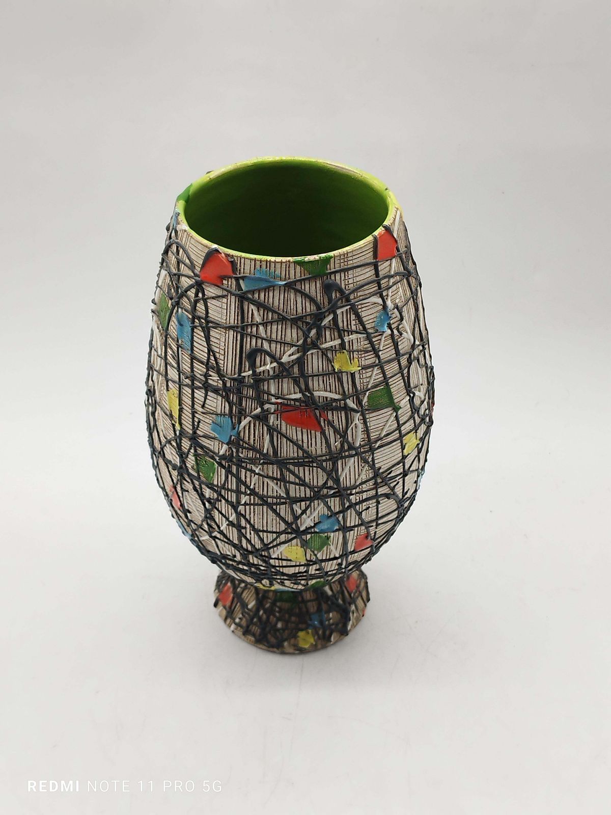 photo for sale F.Lli Fanciullacci Hand Painted Terracotta Vase, Italy 1960