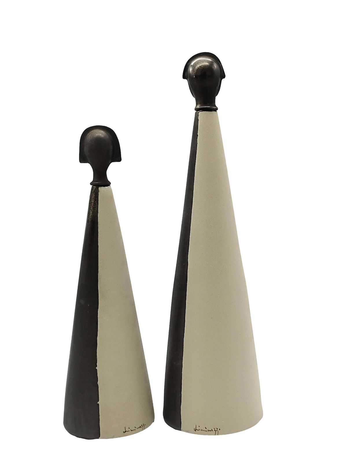 Ceramiche Chiminazzo Pair Of "His And Her" Ceramic Bottles, Italy 1970s photo Home Decor