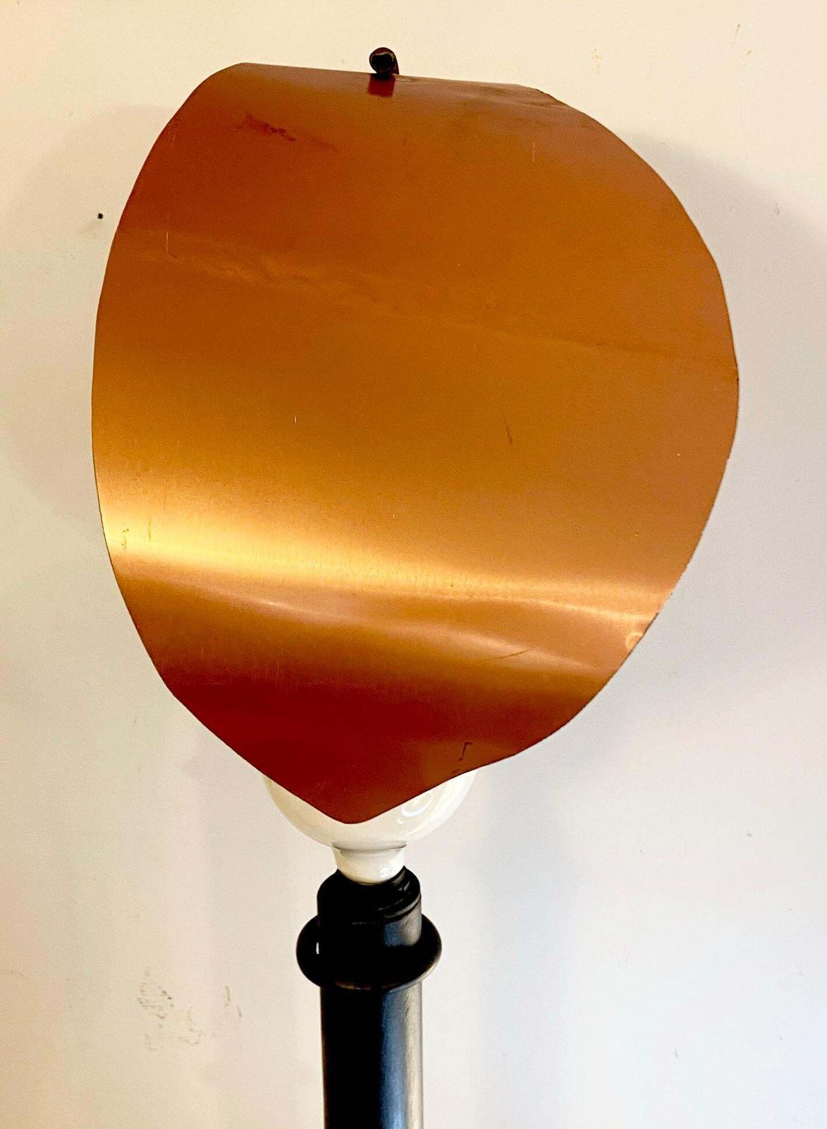 Floor Lamp In Black Painted Metal And Large Copper Leaf, Italy, 1980s photo vinterior