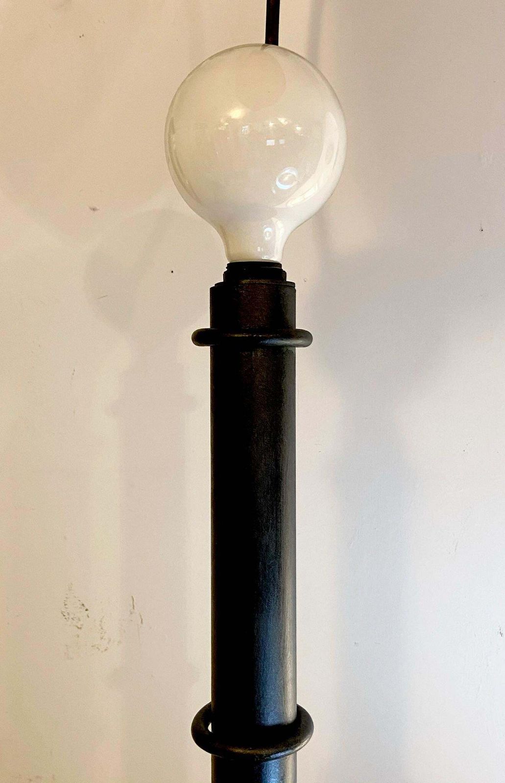 Floor Lamp In Black Painted Metal And Large Copper Leaf, Italy, 1980s photo buy