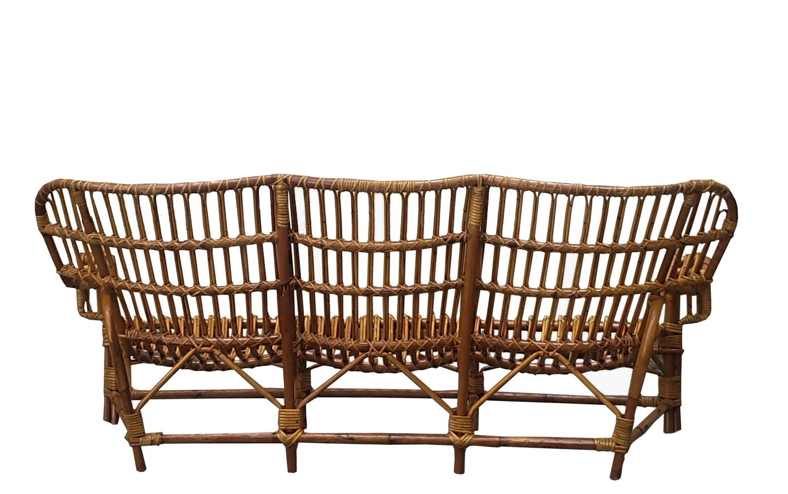 Three Seater Rattan Sofa, Italy 1960s photo for sale