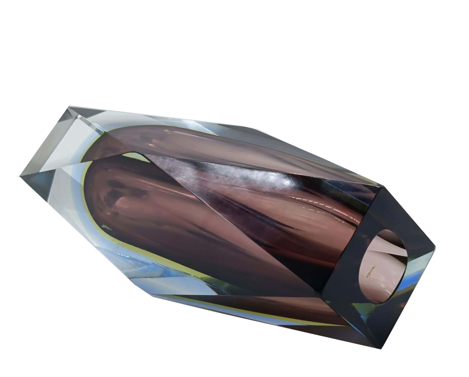 Luigi Mandruzzato Faceted Murano Glass Vase, Italy 1950s photo Home Decor