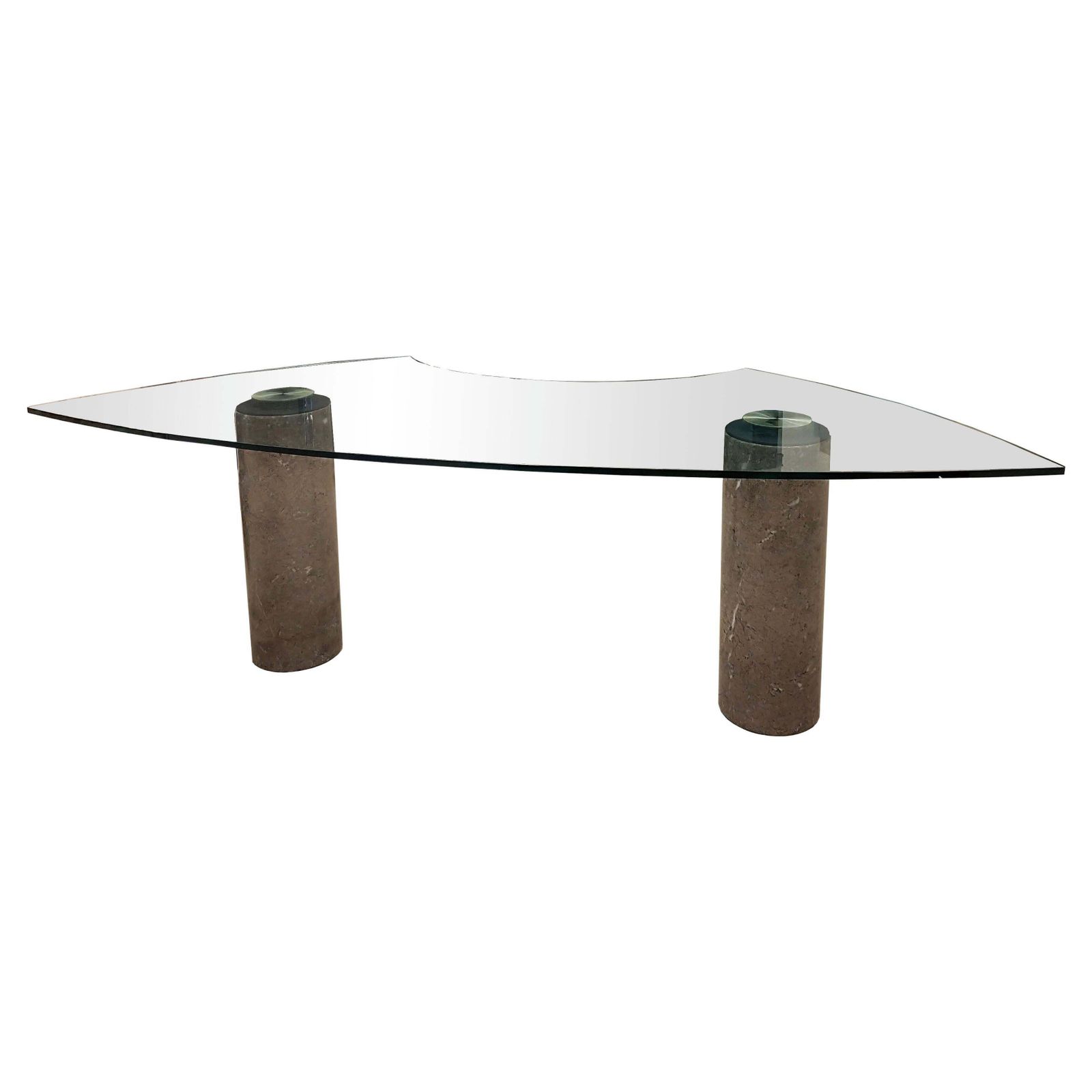 Angelo Mangiarotti For Skipper M4 Series Glass And Marble Desk, Italy 1985