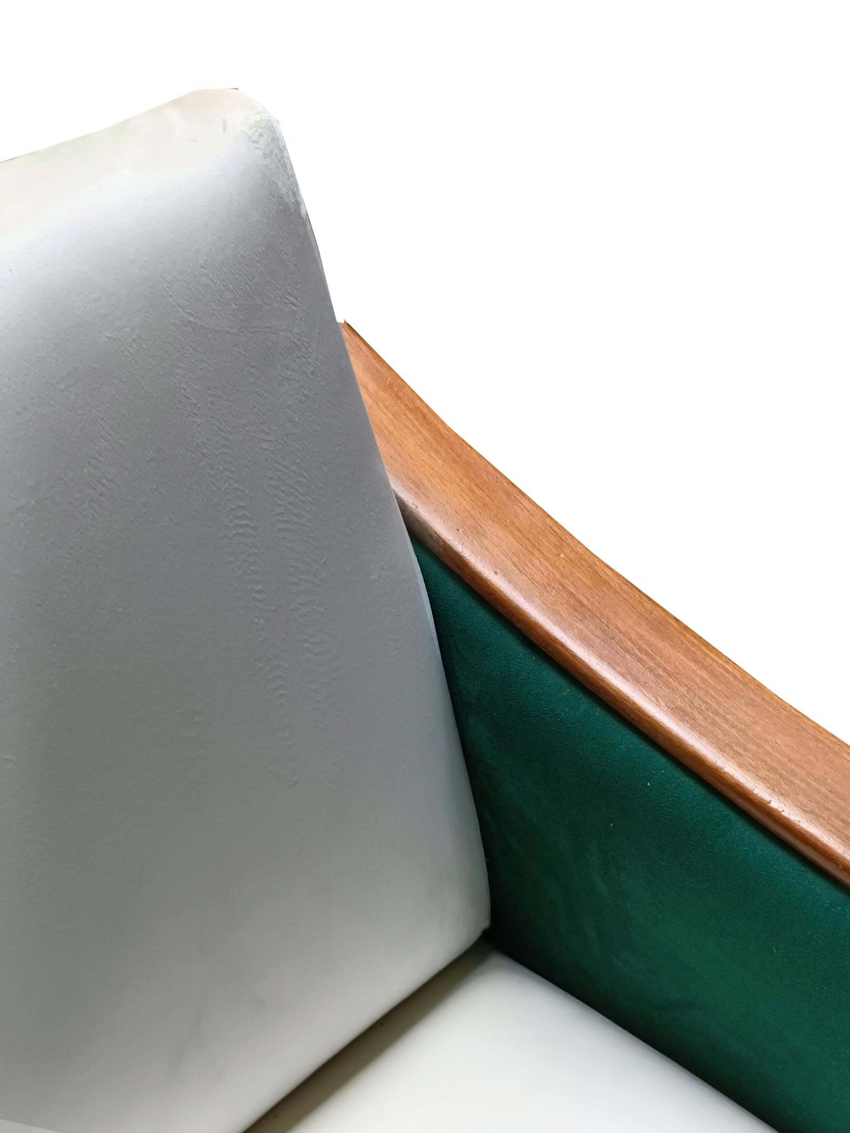 Gio' Ponti Style Sinuous Armchair In White And Green Fabric, Italy 1960s photo vinterior