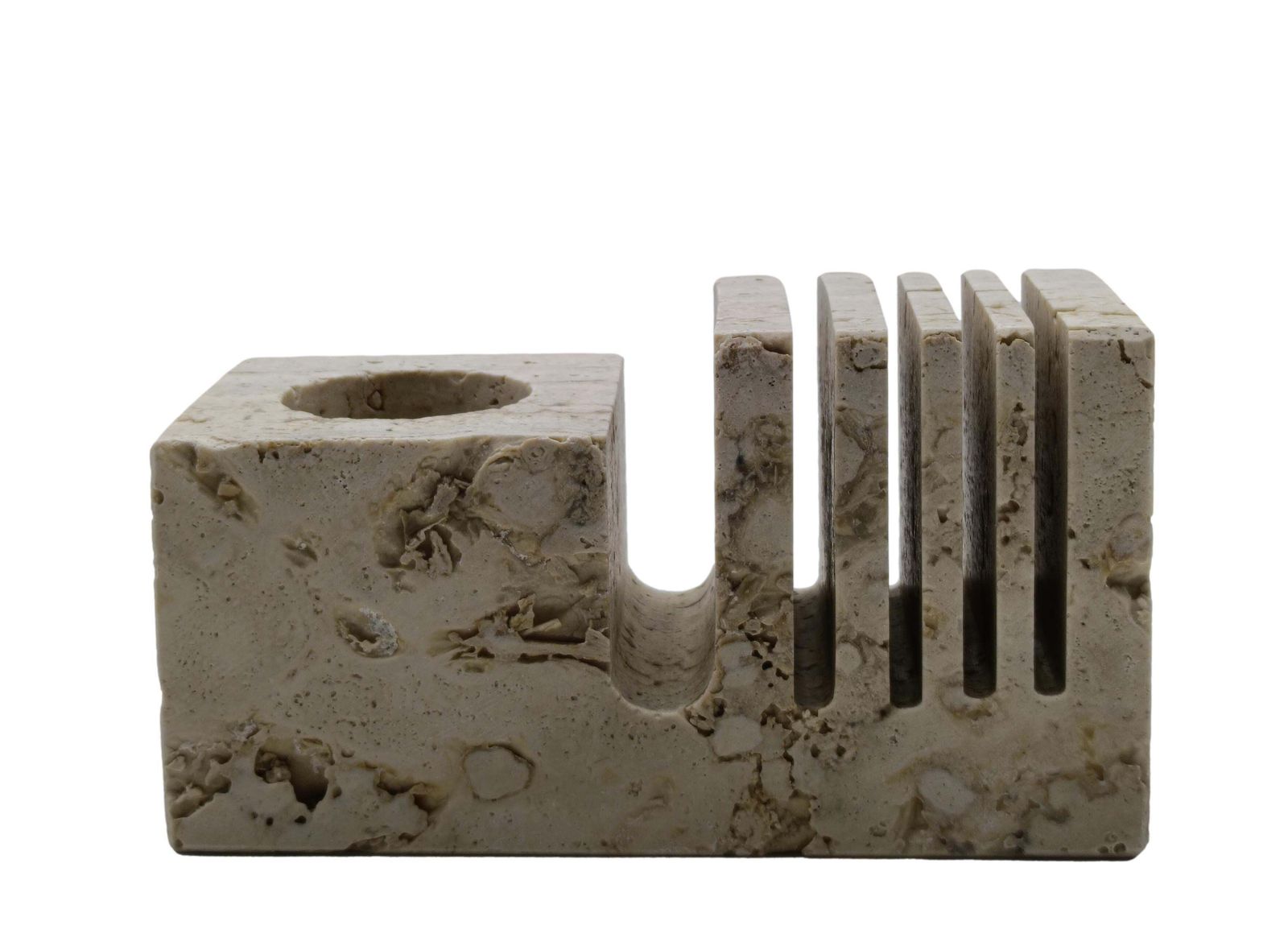 Enzo Mari For F.Lli Mannelli Travertine Ashtrays And Penholders, Italy 1970s photo 724.0