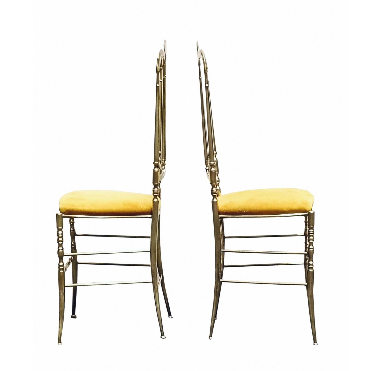 Pair Of Chiavarina Brass Chairs "3 Arches" , Italy 1950s photo for sale
