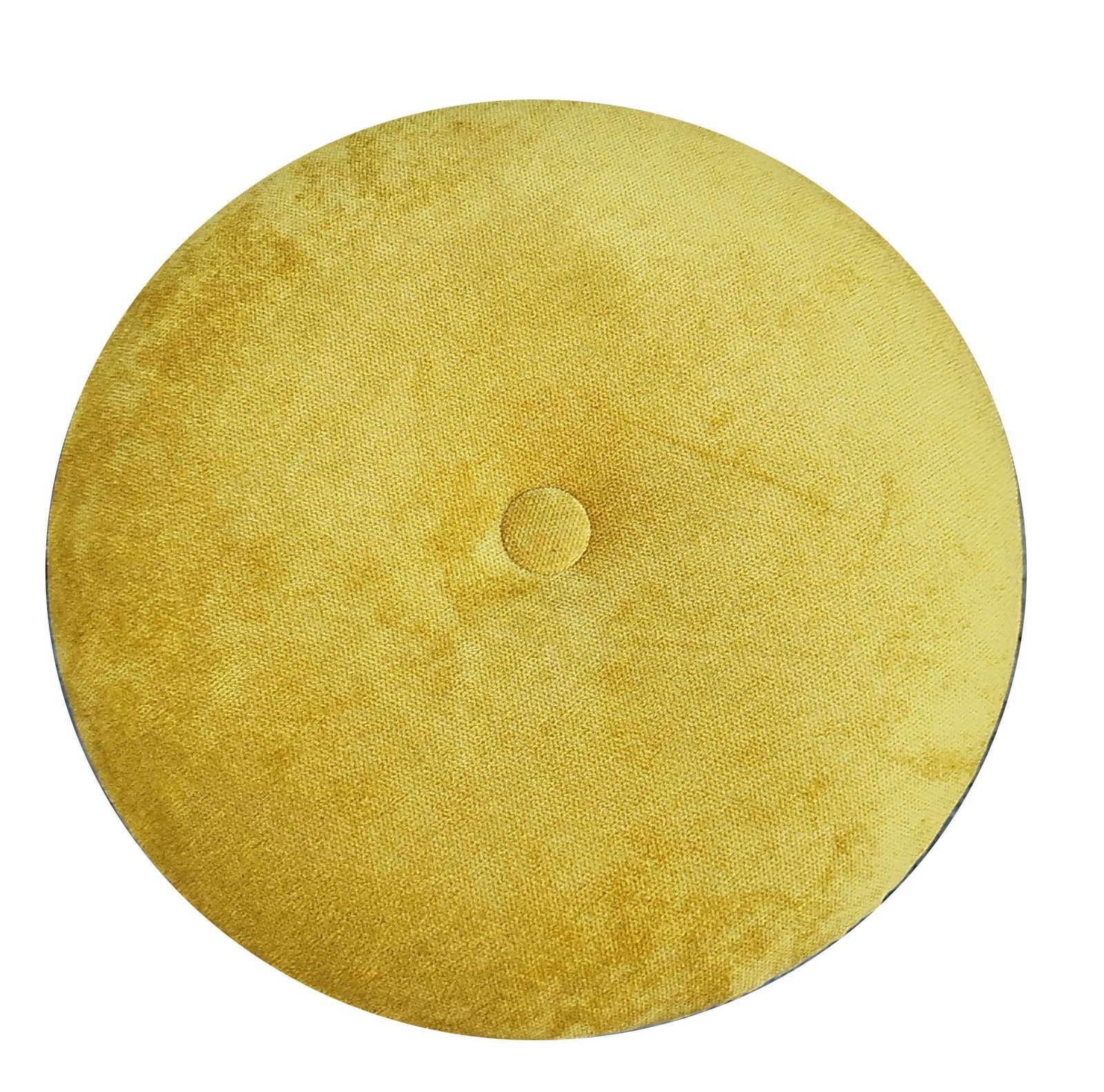 Black Wood Round Stool With Yellow Fabric Cushion, Italy 1970s photo Furniture
