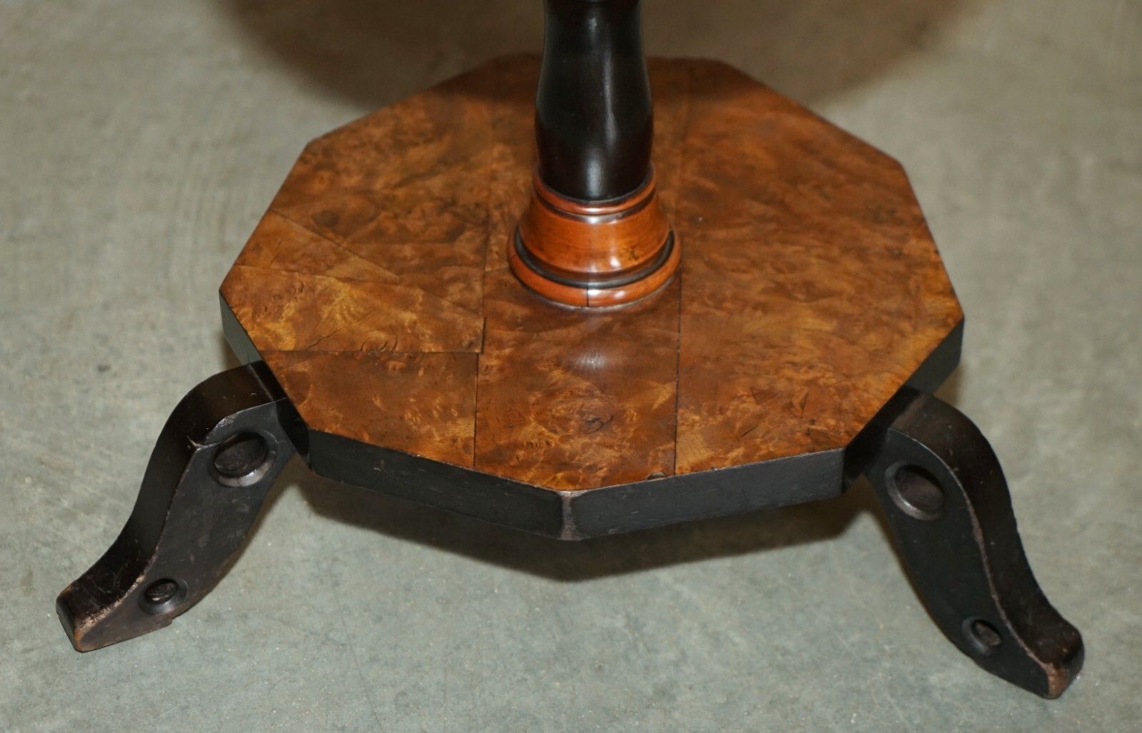 photo for sale Exquisite Antique Victorian Hexagonal Burr Walnut Three Tiered Side End Table