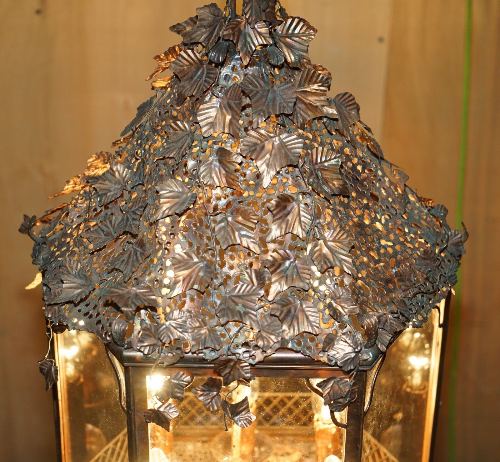 Important Decorative 1960's Italian Copper Floral Hanging Lantern Must See Pics photo vinterior