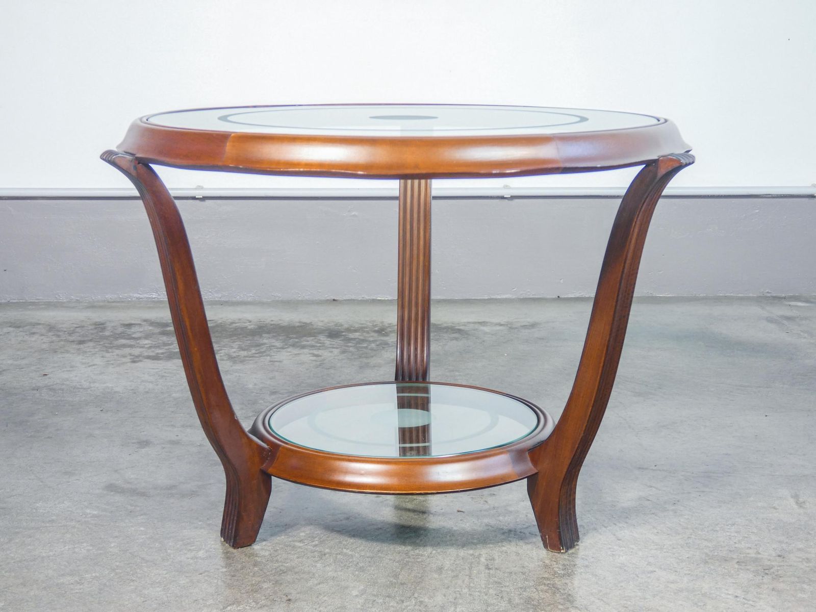 Art Deco Wood Coffee Table With Two Circular Glass Tops. 1930s photo buy