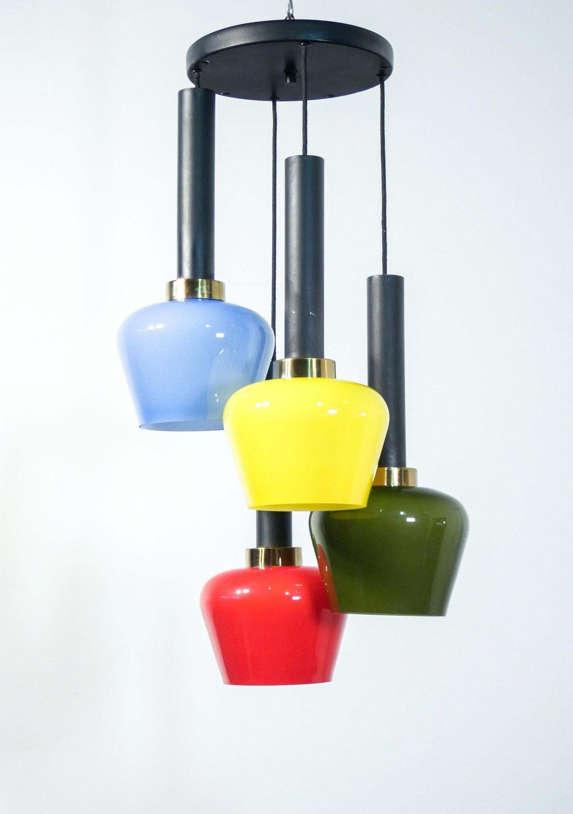 Italian Chandelier In Glass And Metal, Design Referable To Vistosi, Italy, 1960s photo furniture