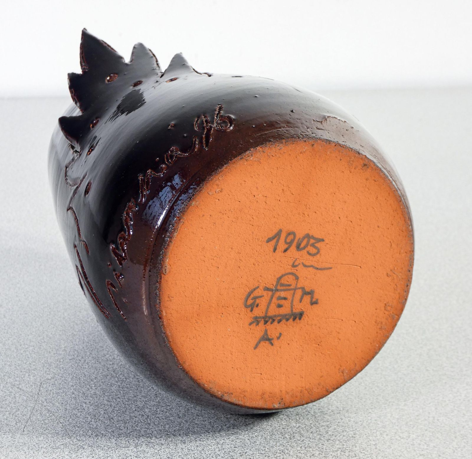 photo furniture Ceramic Vase, Design Marco Silombria For G.M.A. 1903. Italy, 1996