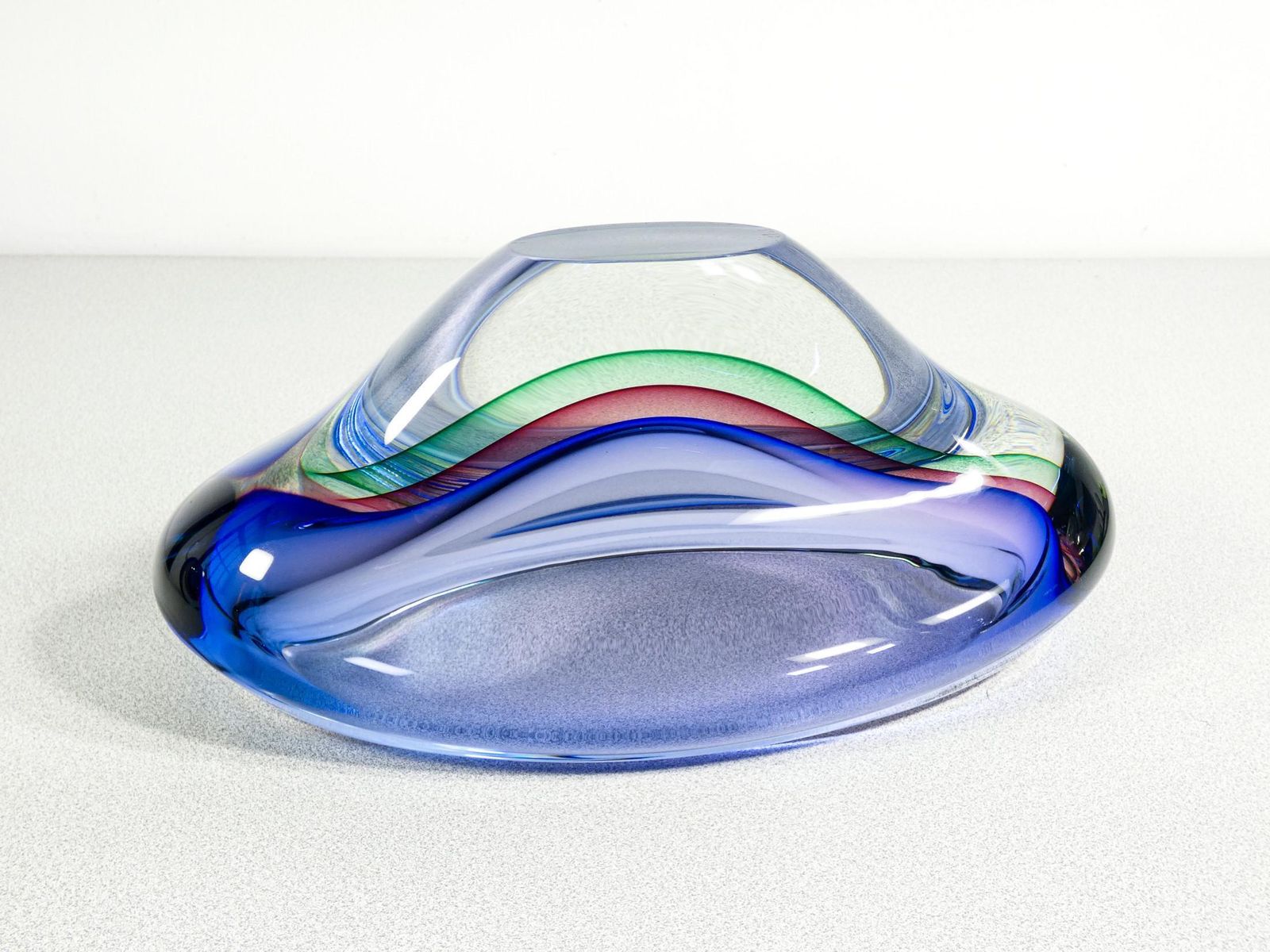 photo vinterior Murano Polychrome Blown Glass Vase, Submerged Series By Franco Schiavon.